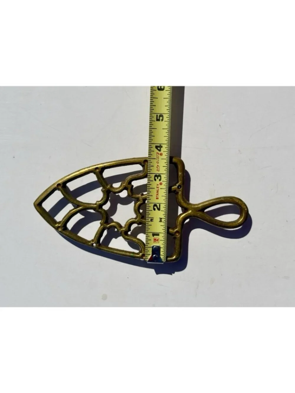 Brass Trivet Vintage Geometric Cast Brass Footed Flat Iron Triangle ‘Flatwheel’